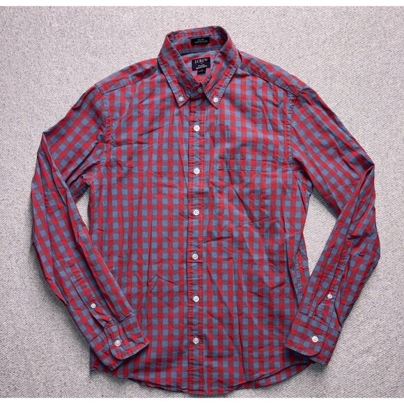J. Crew Other - J.Crew "Flex Washed" Slim Untucked Gingham Shirt - Mens Size S - Red And Blue